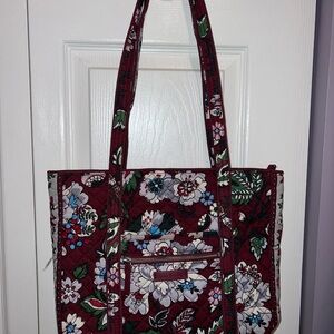 Vera Bradley Burgundy Floral Tote with Matching Wallet